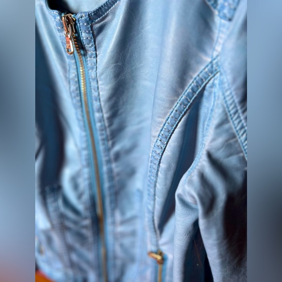 NEW Point Zero baby blue leather imitation jacket - Picture 1 of 10